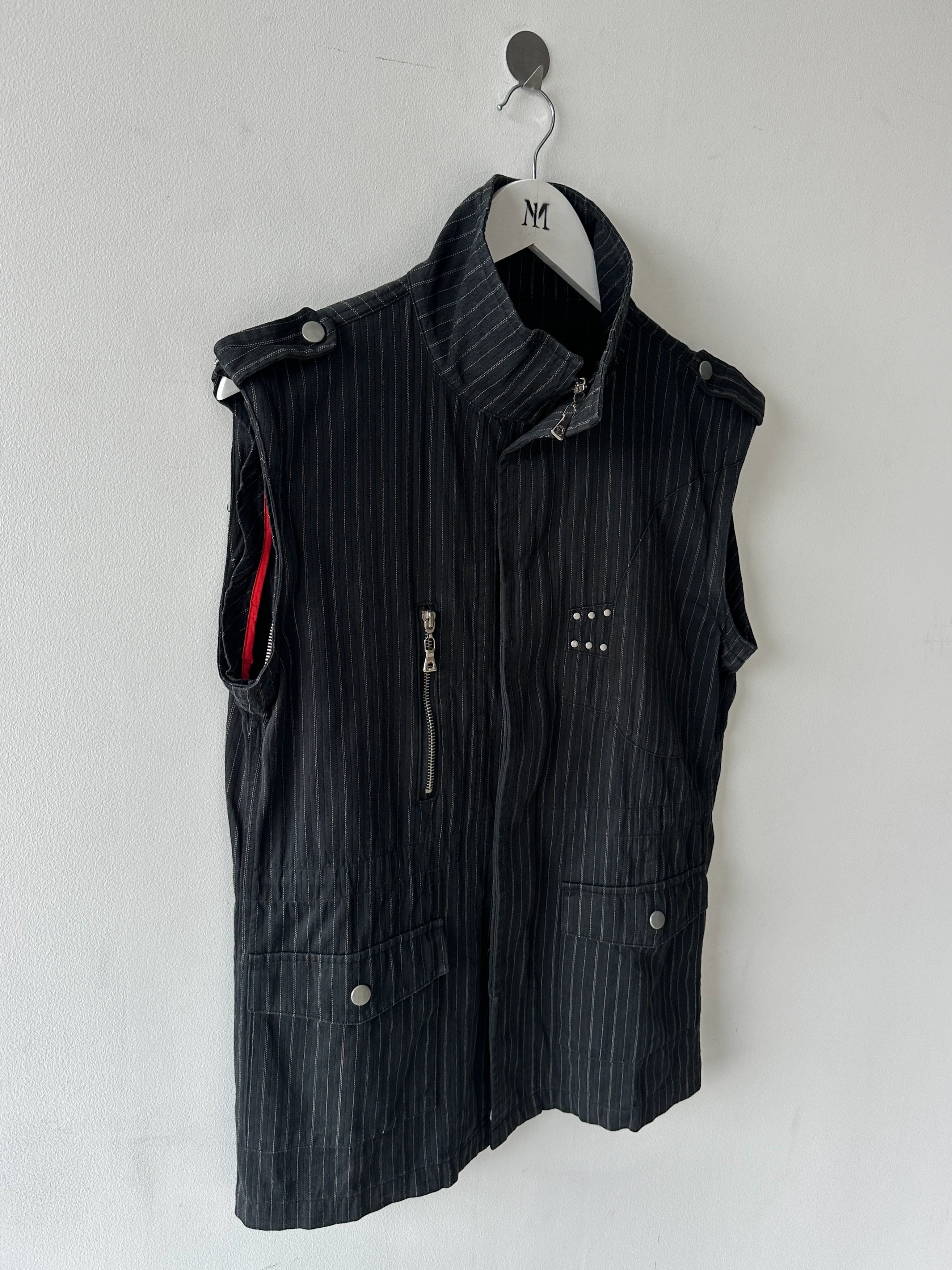 SEMANTIC DESIGN - 2000s 2 IN 1 PINSTRIPED JACKET GILET