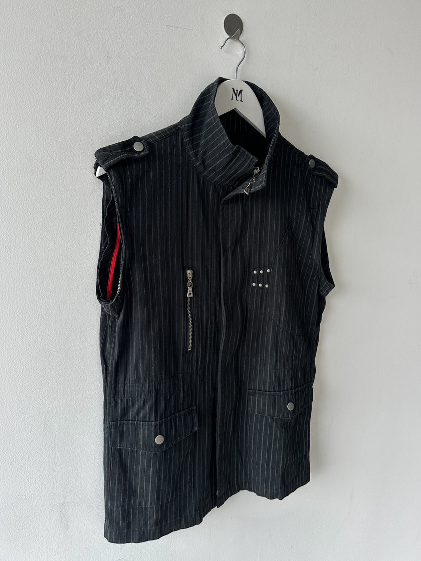 SEMANTIC DESIGN - 2000s 2 IN 1 PINSTRIPED JACKET GILET