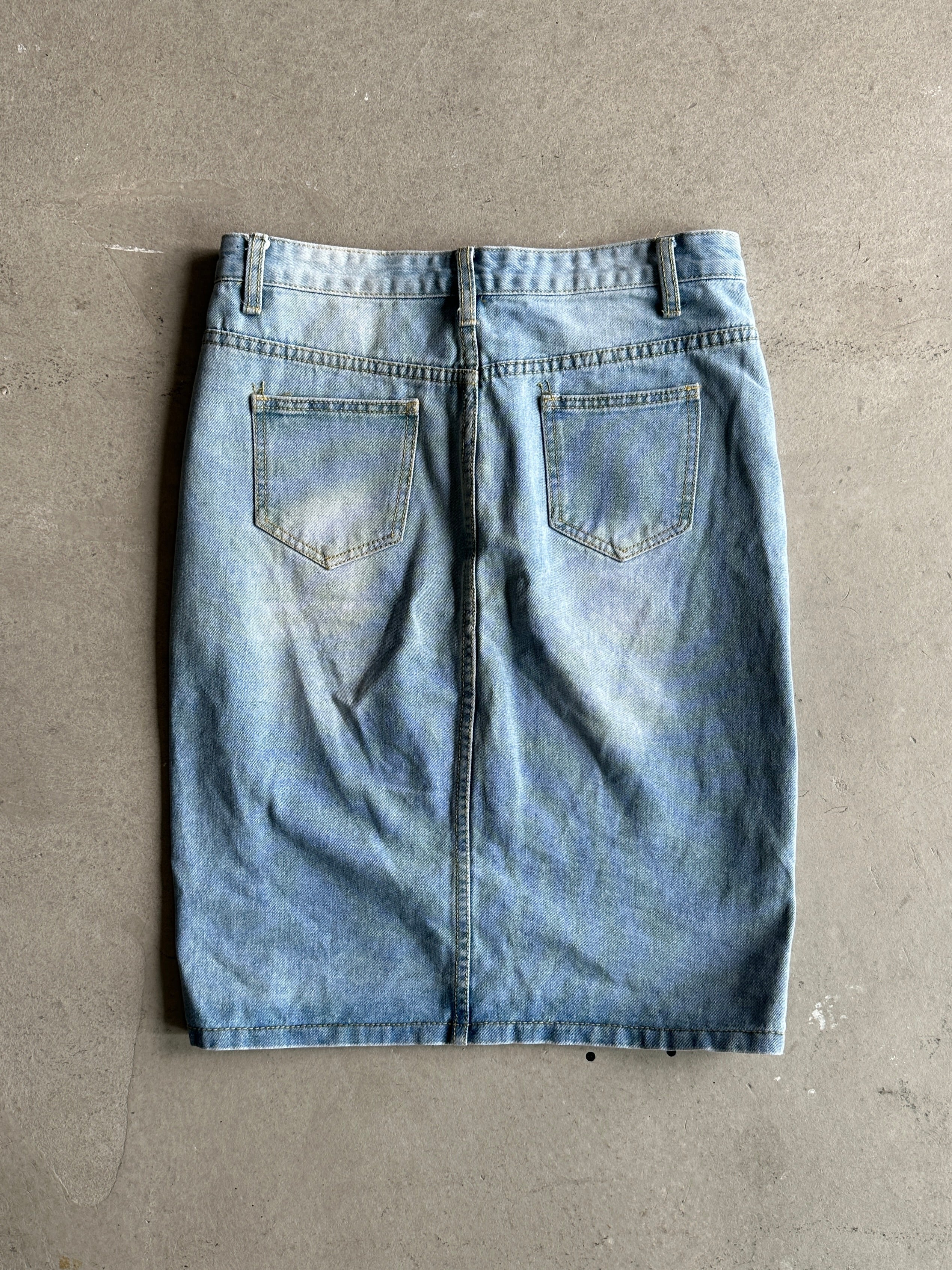 2000s DENIM MNI SKIRT WITH SIDE BUTTONING