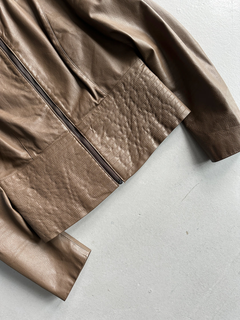 1990s STITCHED WAIST PANEL LEATHER JACKET