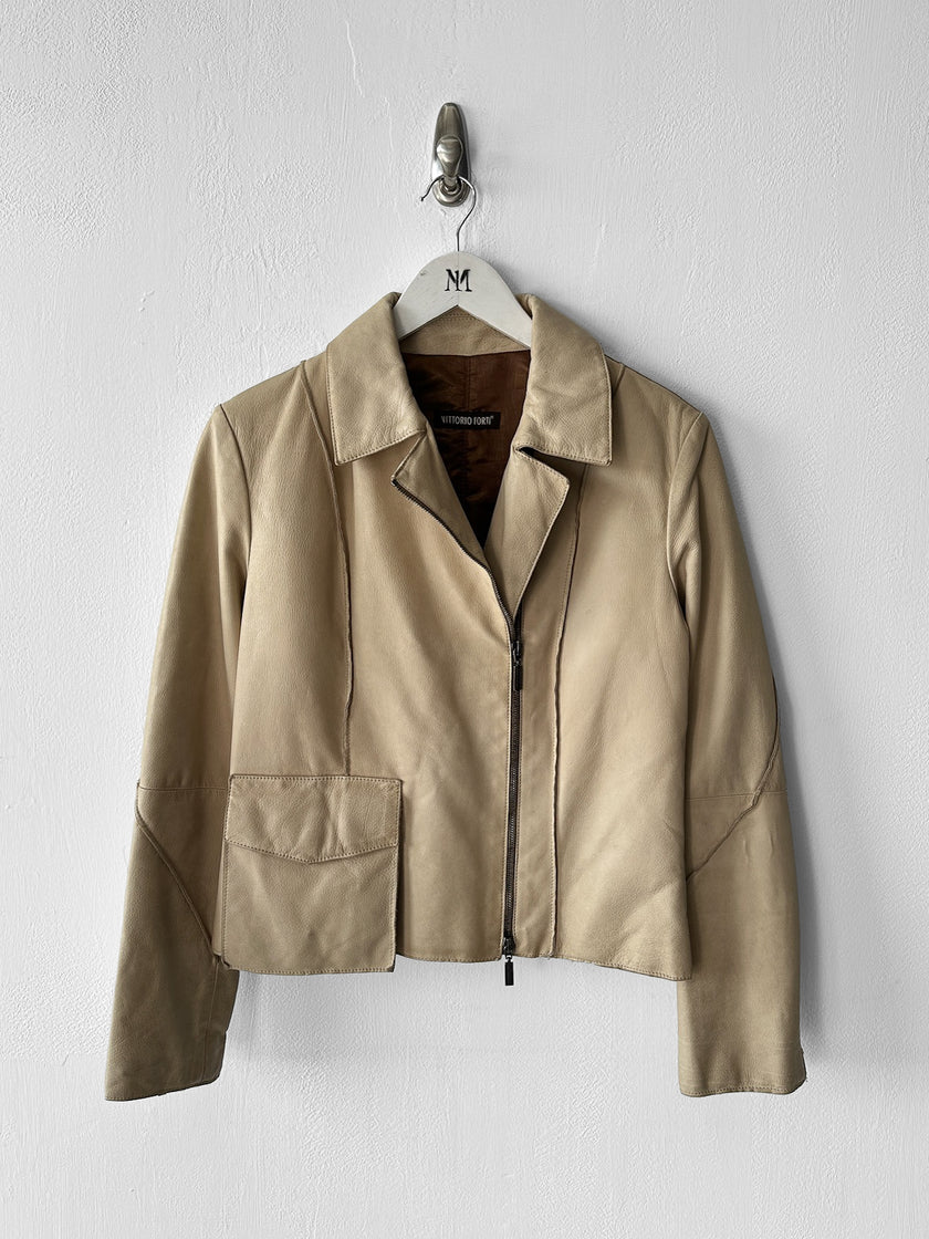 VITTORIO FORTI - late 1990s ASYMMETRIC FRONT LEATHER JACKET