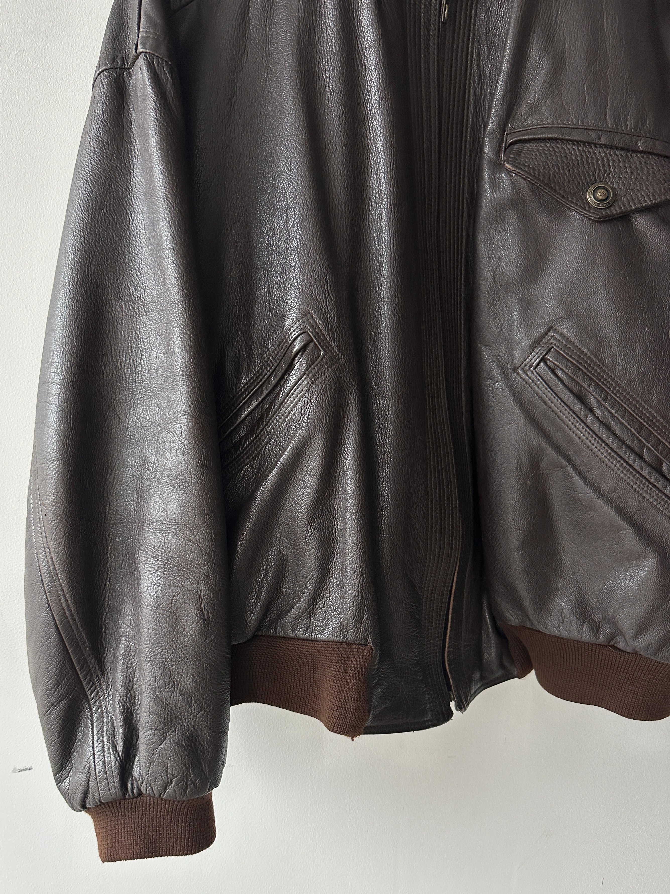 VERSACE - 1990S LEATHER BOMBER JACKET