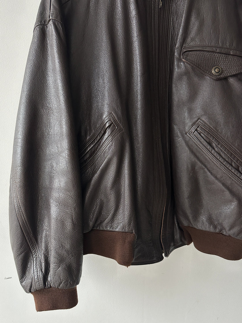 VERSACE - 1990S LEATHER BOMBER JACKET