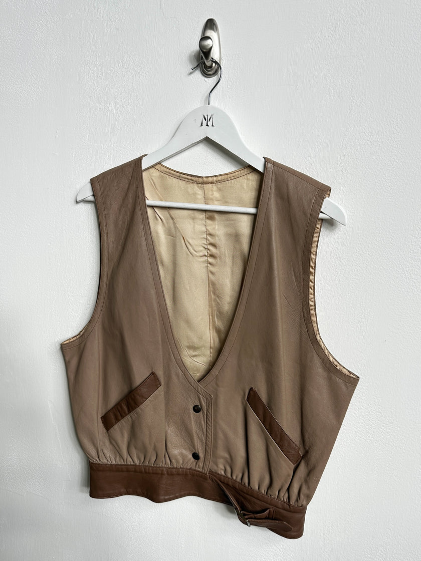 1980s TWO TONE LEATHER WAISTCOAT