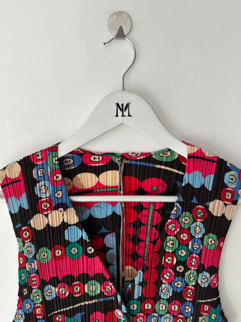 ISSEY MIYAKE - S/S 2007 COLOURFUL BILLIARDS PLEATED BUTTONED VEST TOP