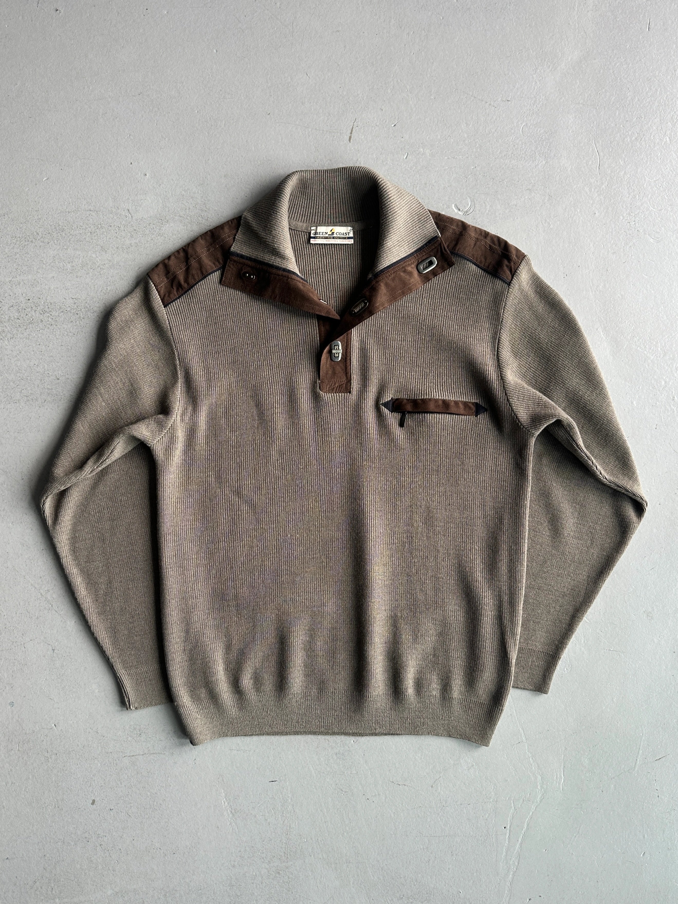 1990s KNIT PULLOVER WITH SUEDE DETAILS