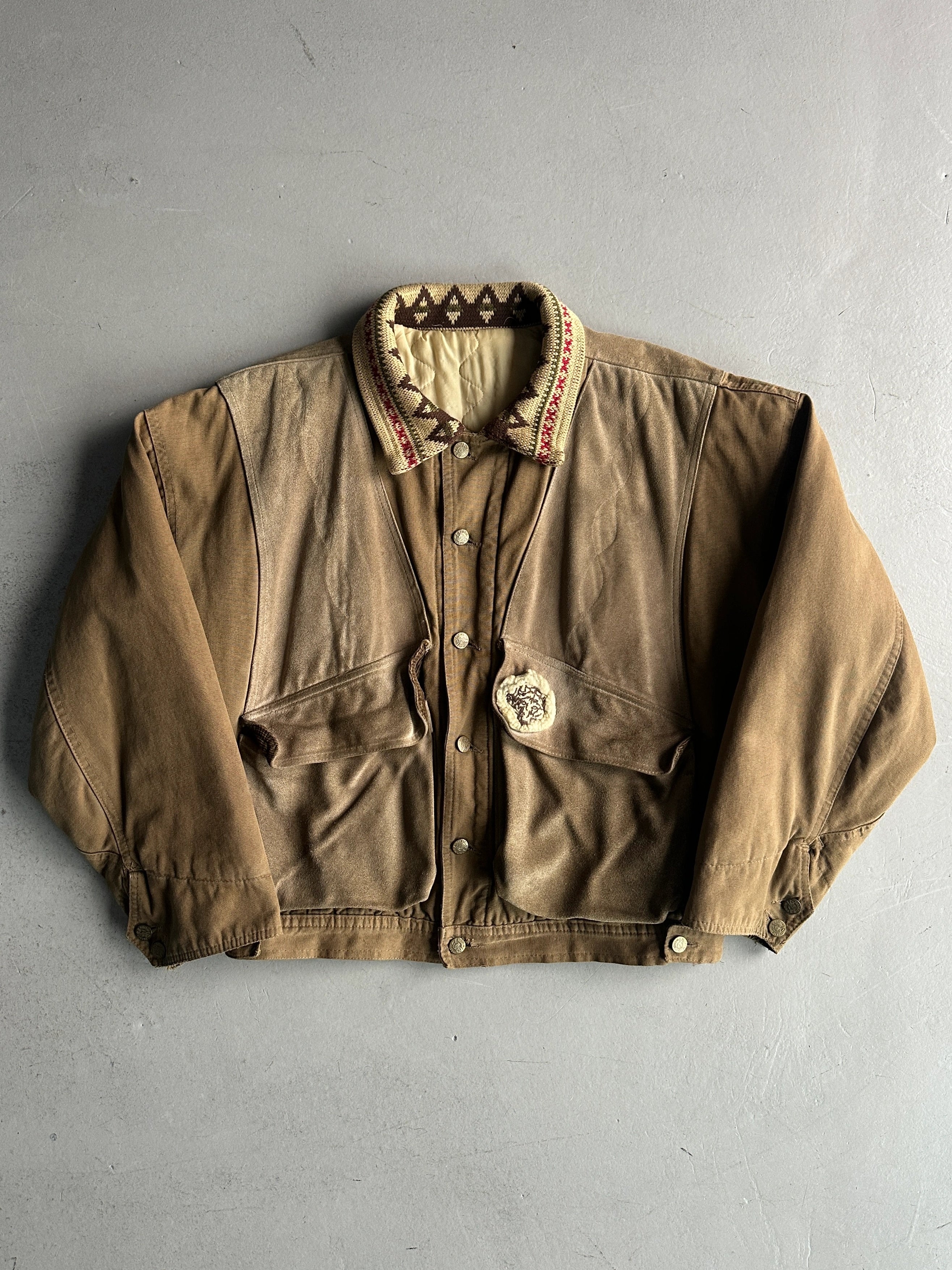 DIESEL - 1980s BOMBER JACKET WITH LAYERED SUEDE PANEL FRONT