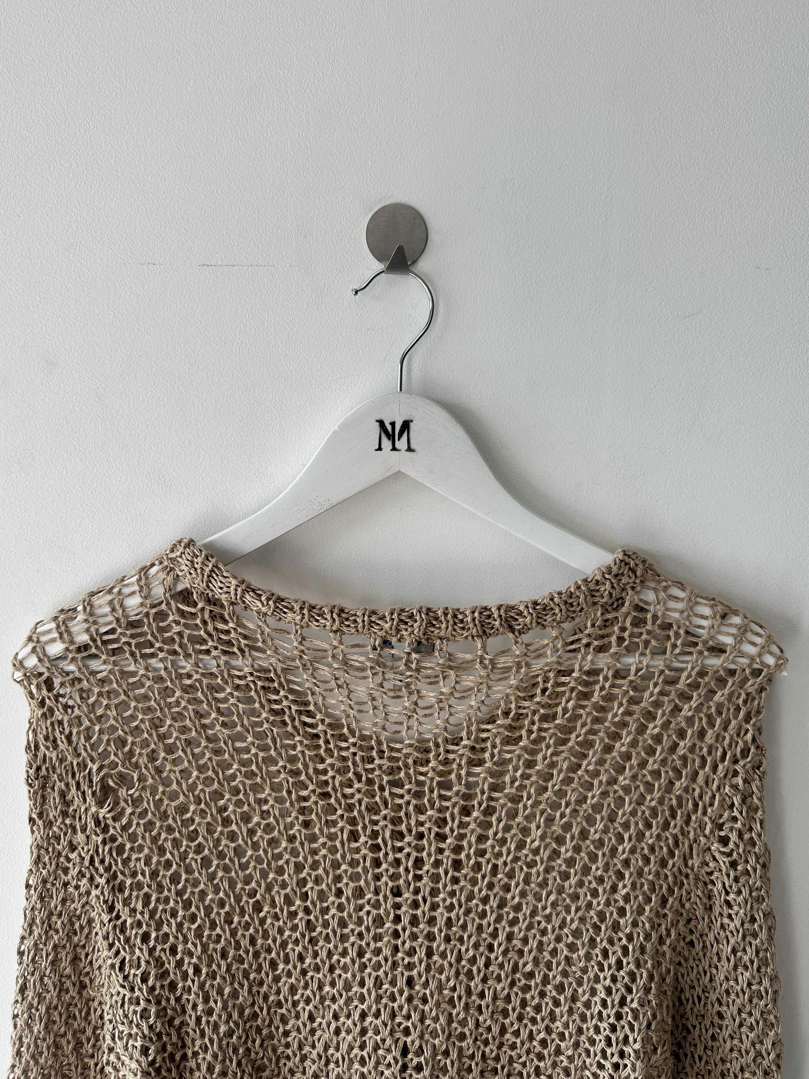 ARMANI JEANS - 2000s OPEN WEAVE KNIT LONG SLEEVE TOP