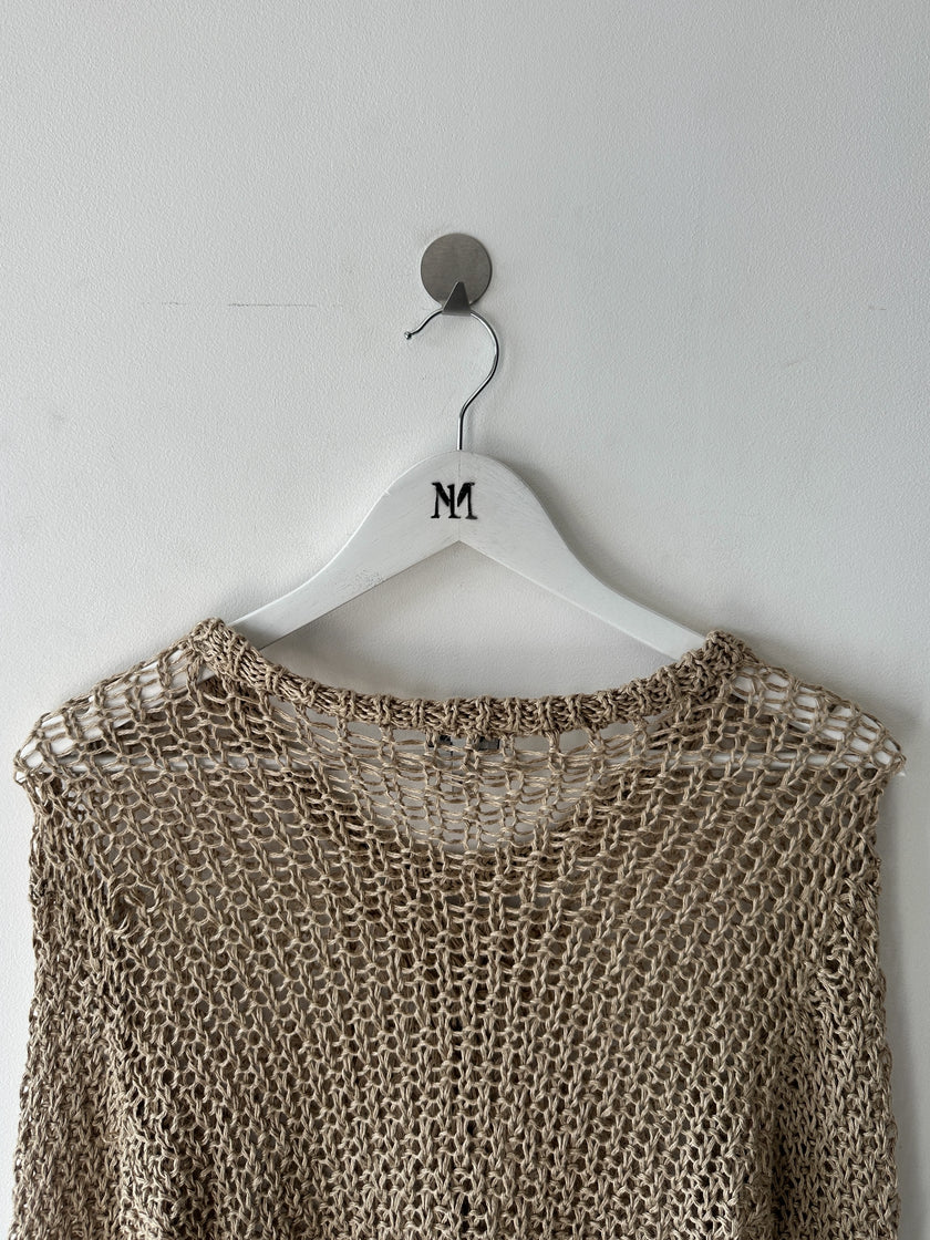 ARMANI JEANS - 2000s OPEN WEAVE KNIT LONG SLEEVE TOP