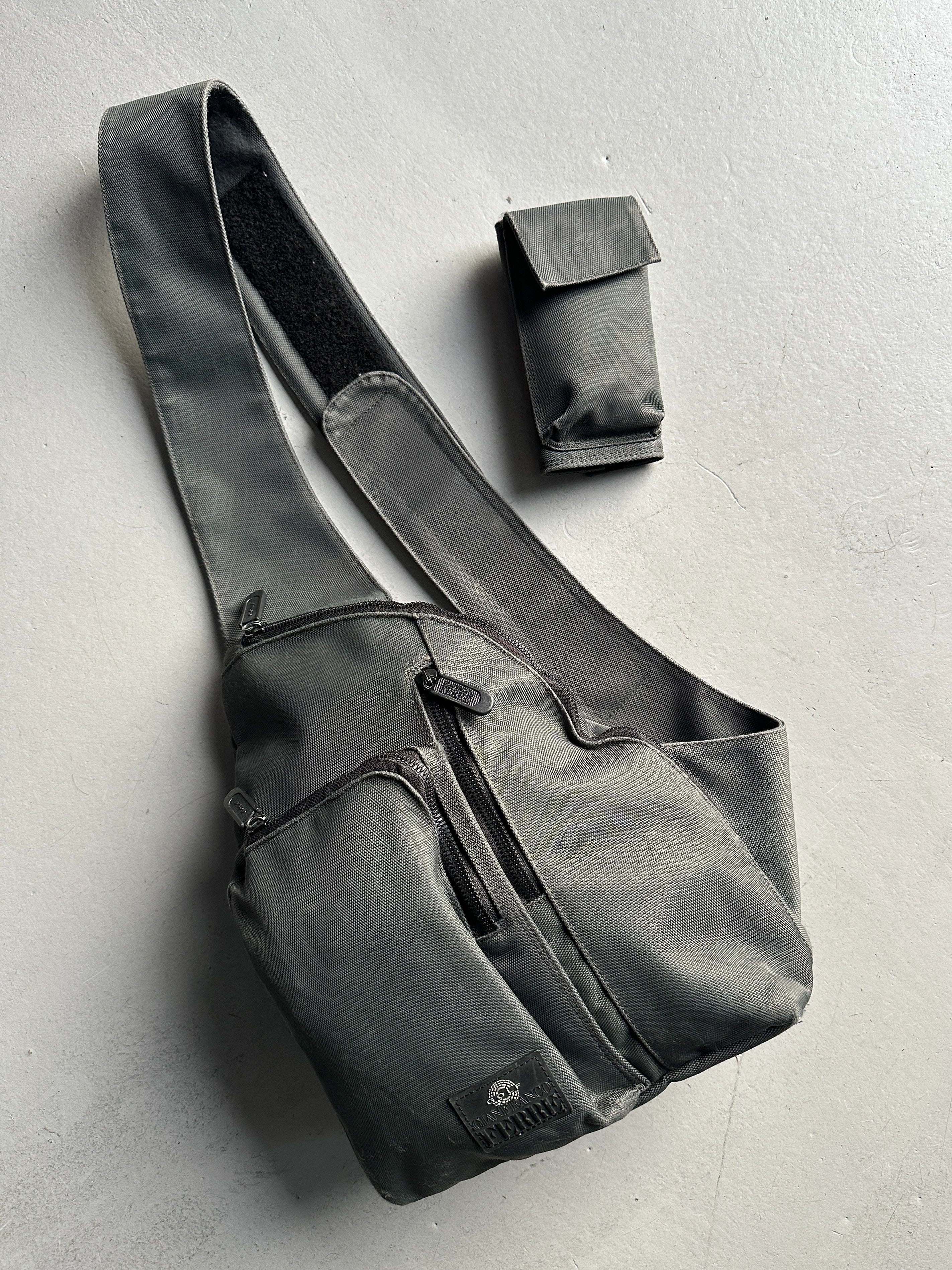GIANFRANCO FERRÉ - 1990s SLING BAG WITH VELCRO STRAP POUCH