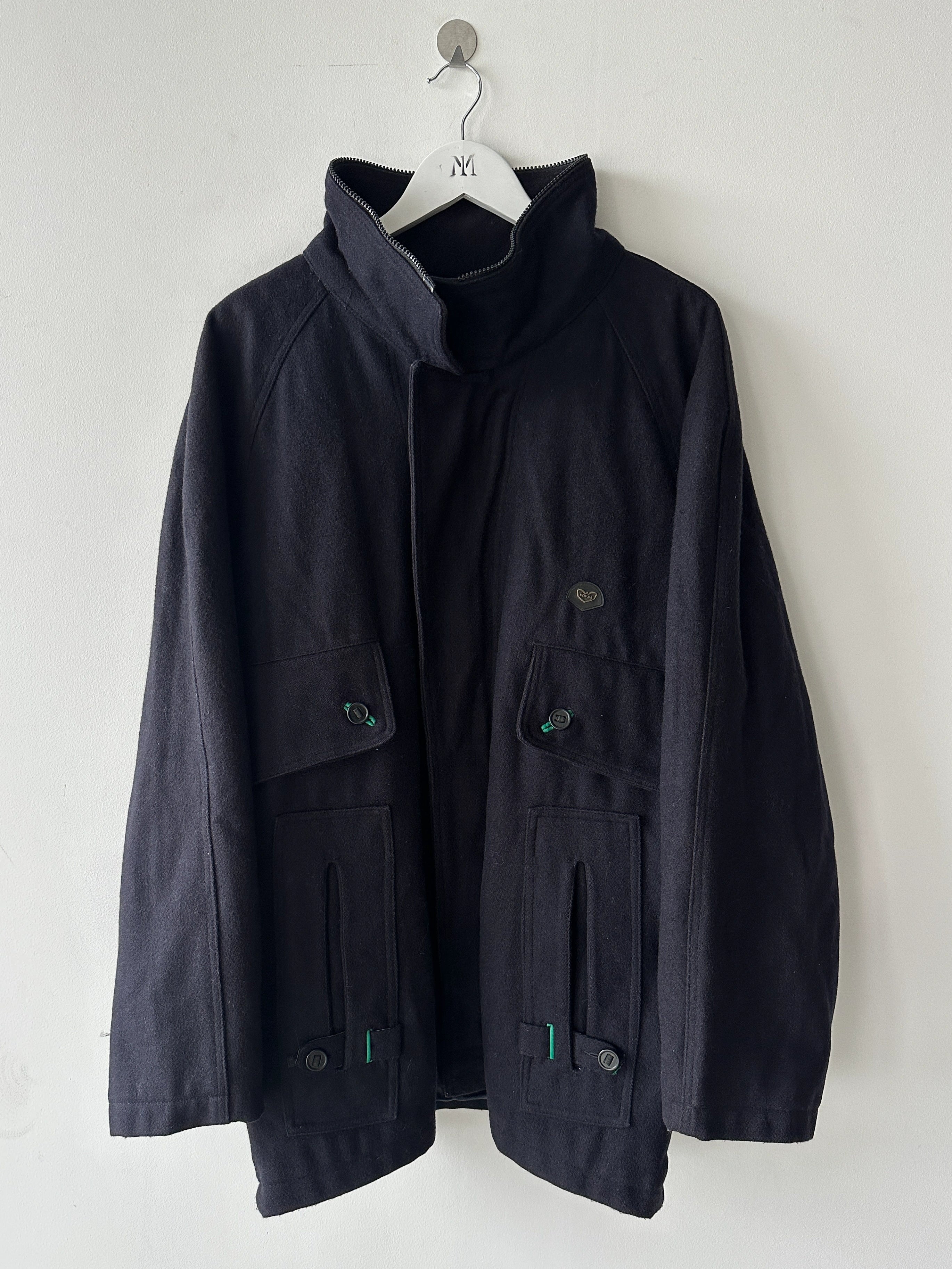ITALIAN LABEL 1980s WOOL JACKET WITH REMOVABLE ZIPPED HOOD