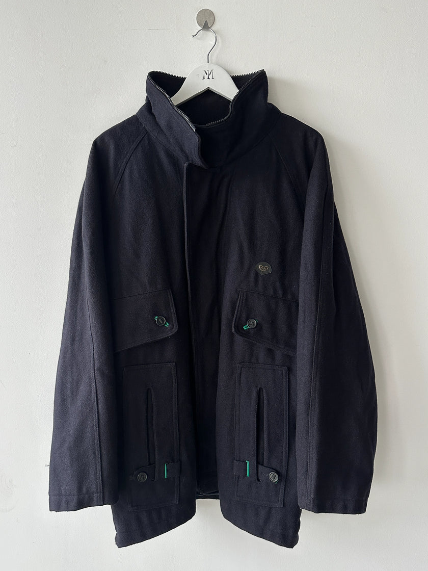 ITALIAN LABEL 1980s WOOL JACKET WITH REMOVABLE ZIPPED HOOD