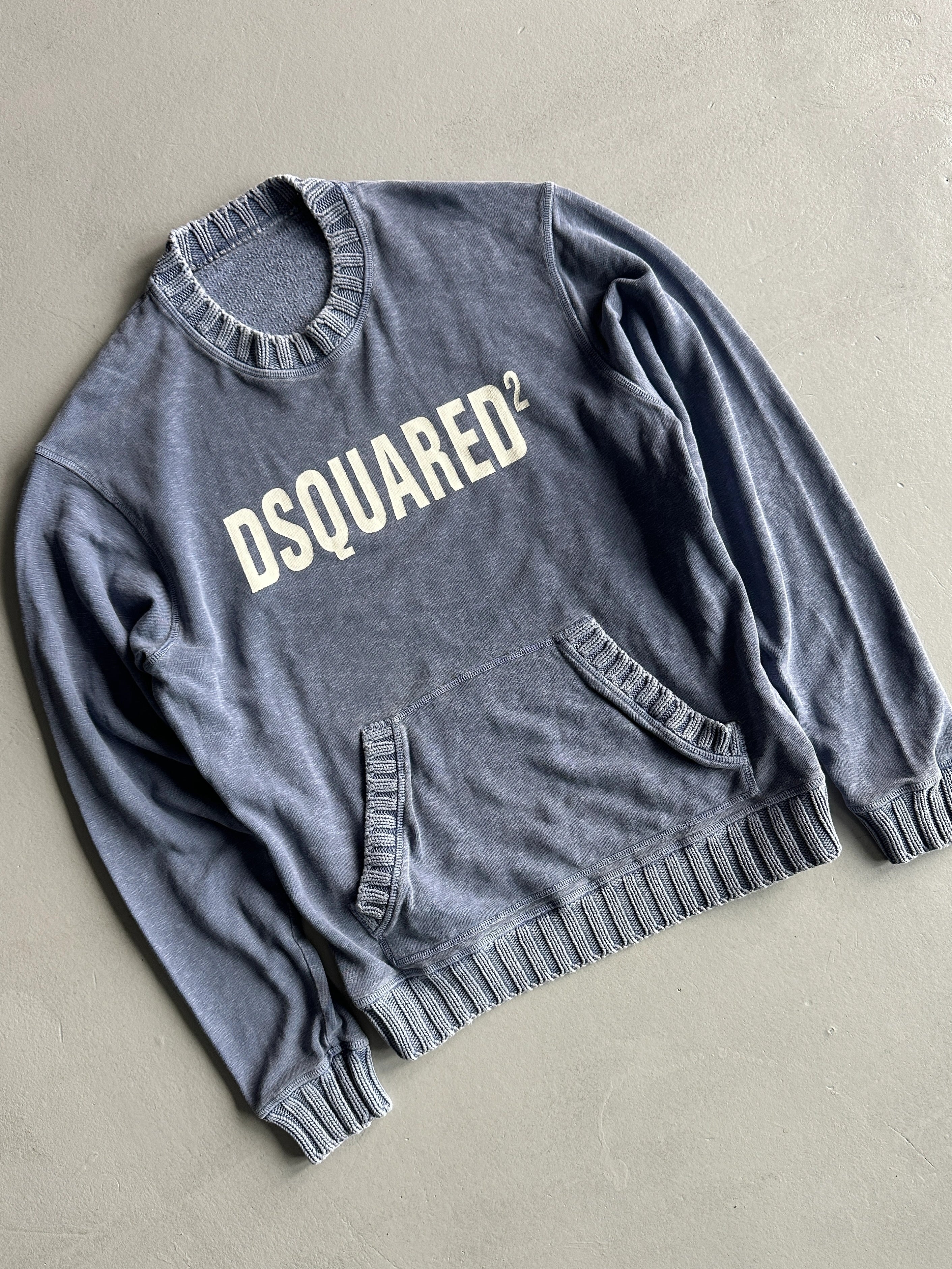 DSQUARED2 - A/W 2012 DISTRESSED SWEATER WITH KNITTED COLLAR