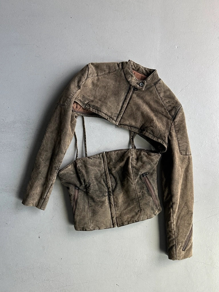 ITALIAN LABEL early 2000s CONVERTIBLE CORSET STYLE JACKET