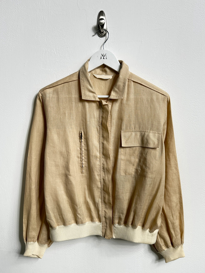 ITALIAN LABEL 1980s LINEN BLOUSON JACKET