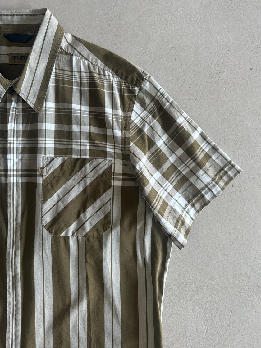 KENZO - 1990s ZIPPED HALF SLEEVE SHIRT