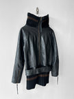 JAPANESE LABEL - late 1990s LEATHER JACKET WITH KNITTED HEM AND ZIP AT BACK
