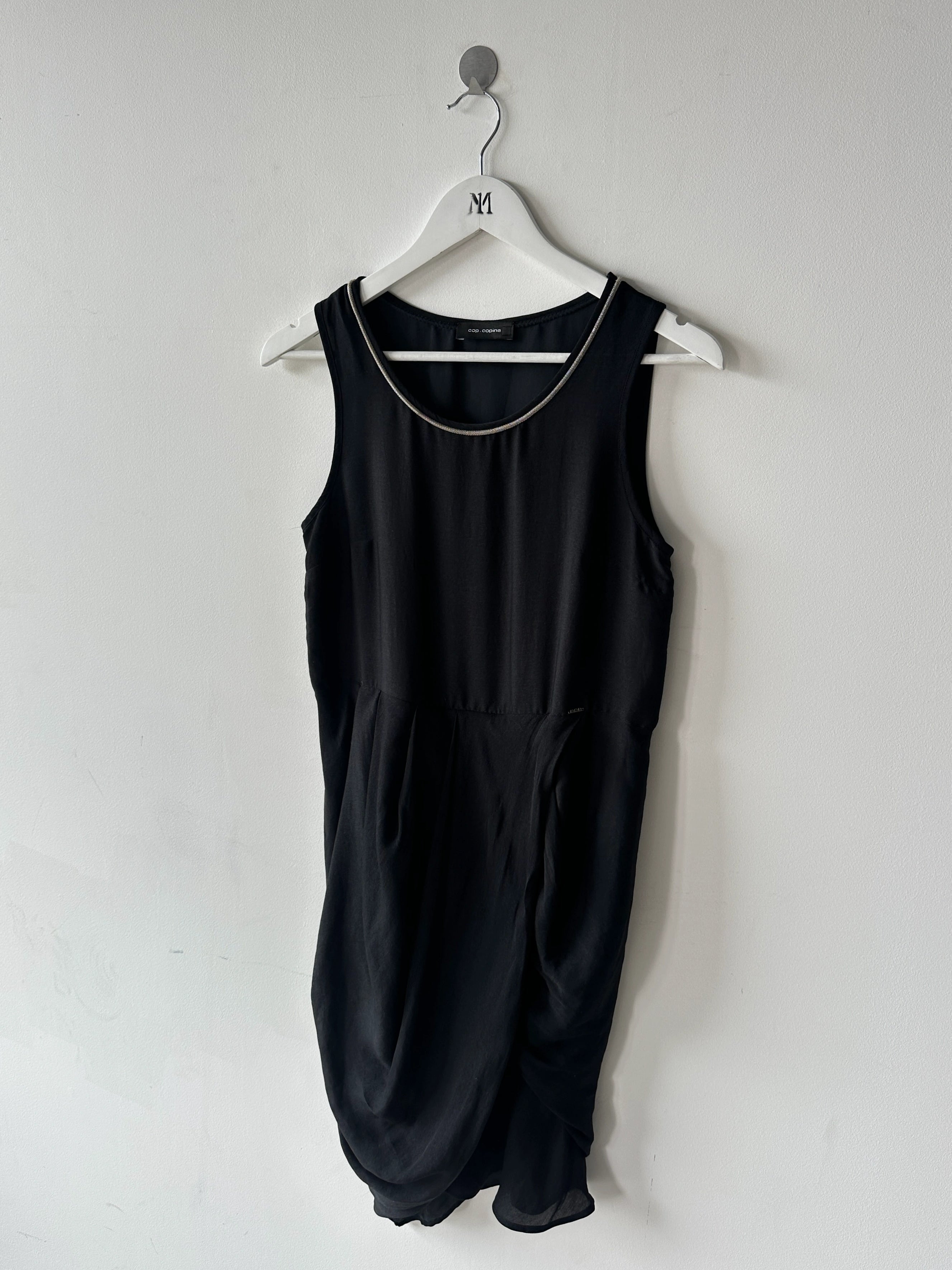 COP COPINE - 2000s ASYMMETRIC SATIN DRESS WITH CHAIN NECKLINE