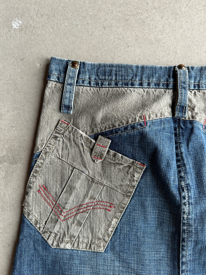 2000s ASYMMETRICAL DENIM SKIRT