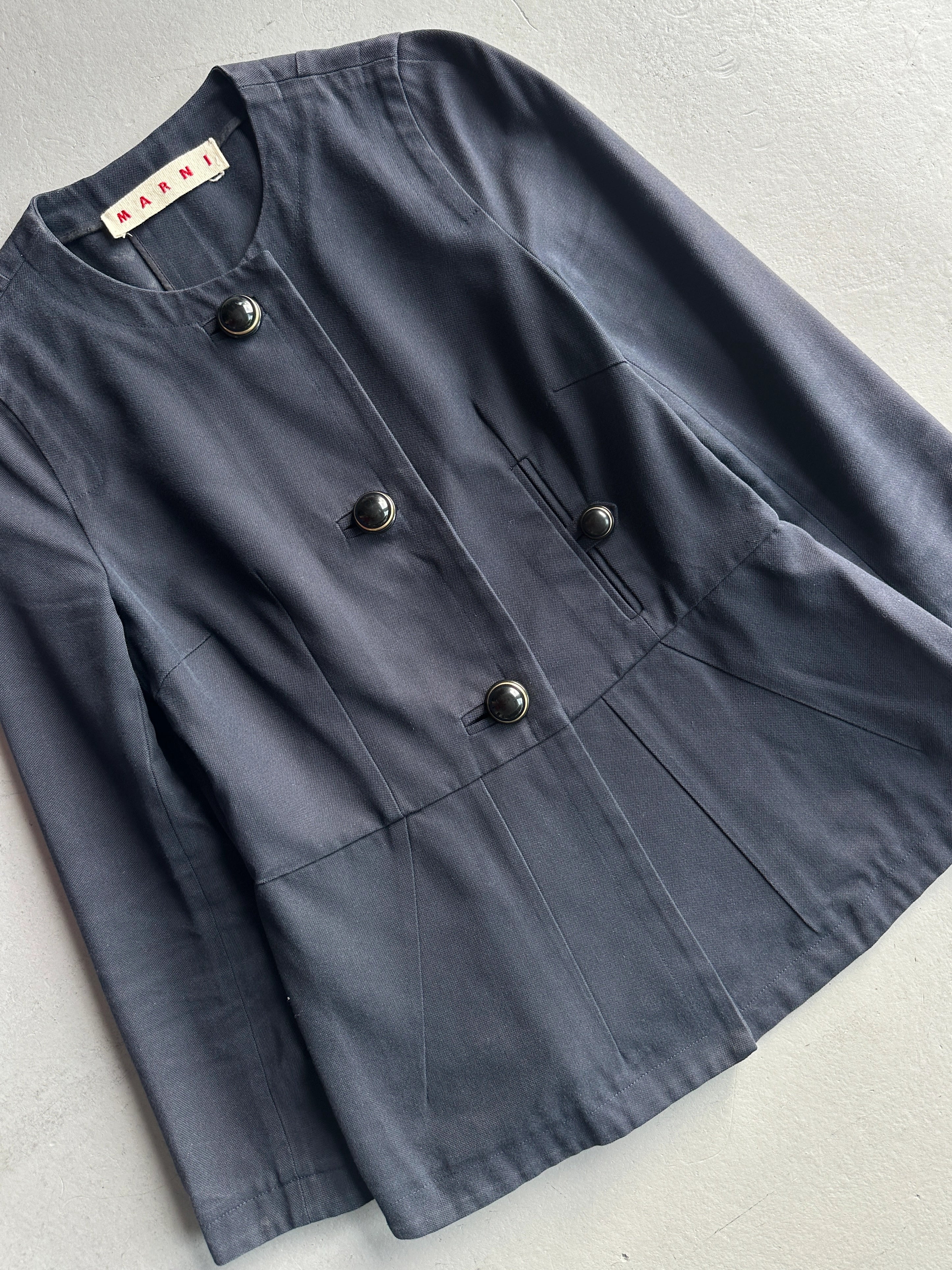 MARNI - 1990s COLLARLESS JACKET WITH PEPLUM HEM