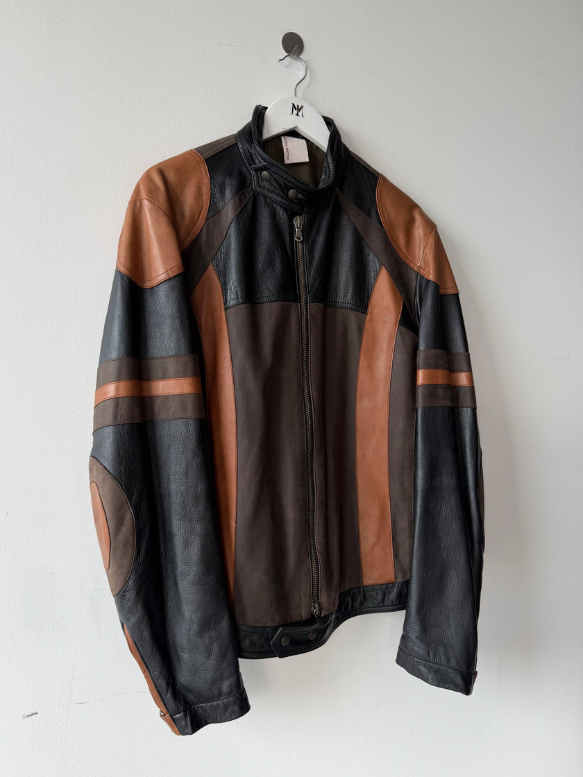 ANTONIO MARRAS - early 2000s PANELED LEATHER BIKER JACKET