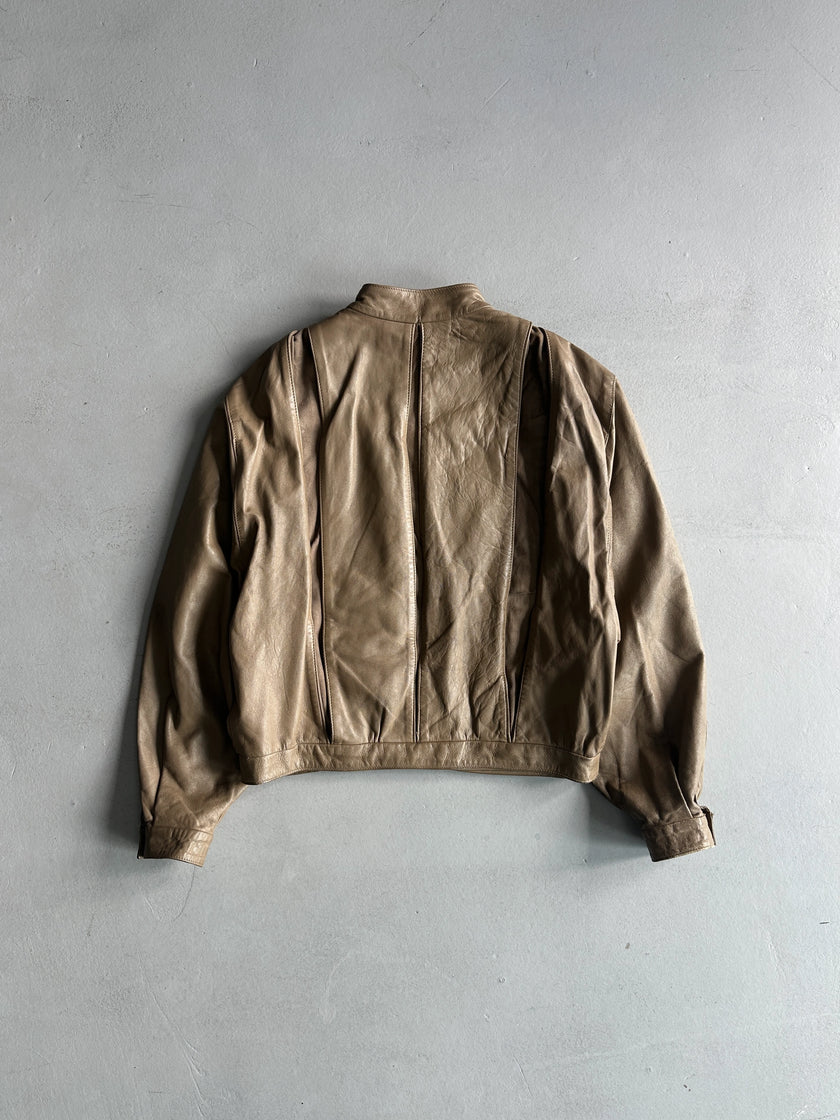 1980s BOXY FIT LEATHER PANELED JACKET