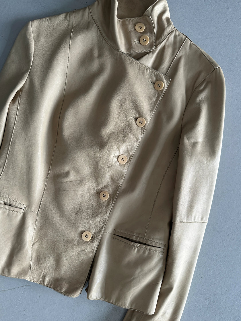 EMPORIO ARMANI - 2004 FUNNEL NECK LEATHER JACKET