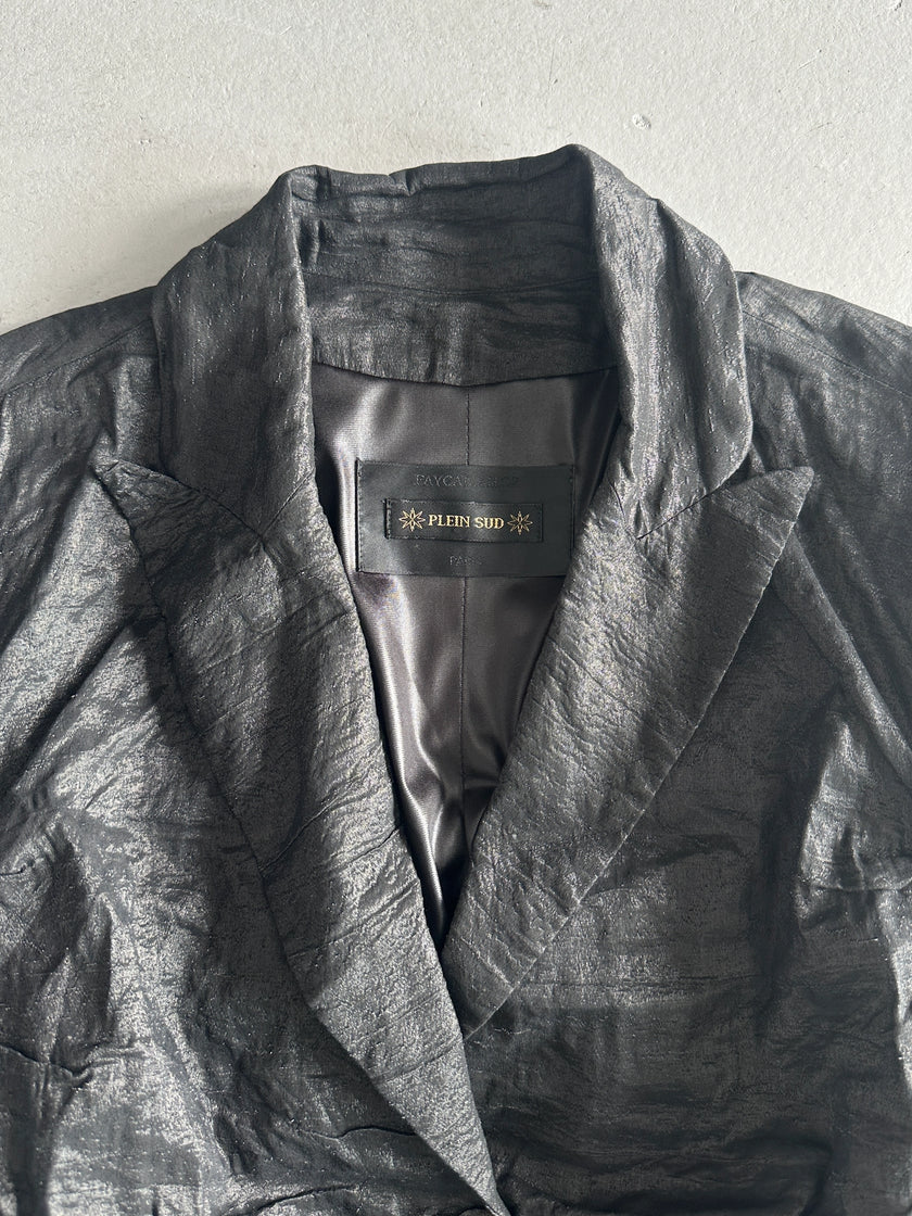 PLEIN SUD - 1990s RUCHED FRONT AND BACK METALLIC BLAZER