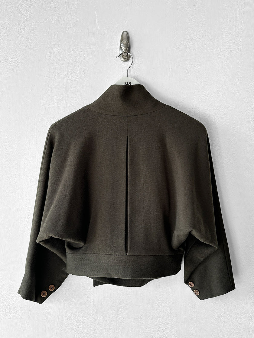 ISSEY MIYAKE - F/W 1989 CROP FIT SCULPTURAL JACKET WITH DRAPED COLLAR