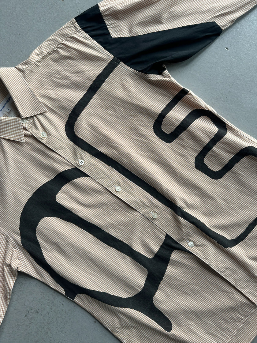 COMME DES GARÇONS SHIRT - F/W 2013 MICRO CHECK PATTERN SHIRT WITH OVERSIZED GRAPHIC AT FRONT