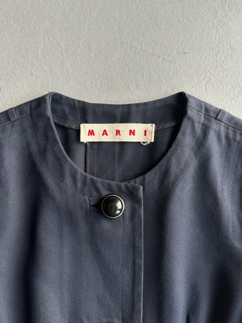 MARNI - 1990s COLLARLESS JACKET WITH PEPLUM HEM