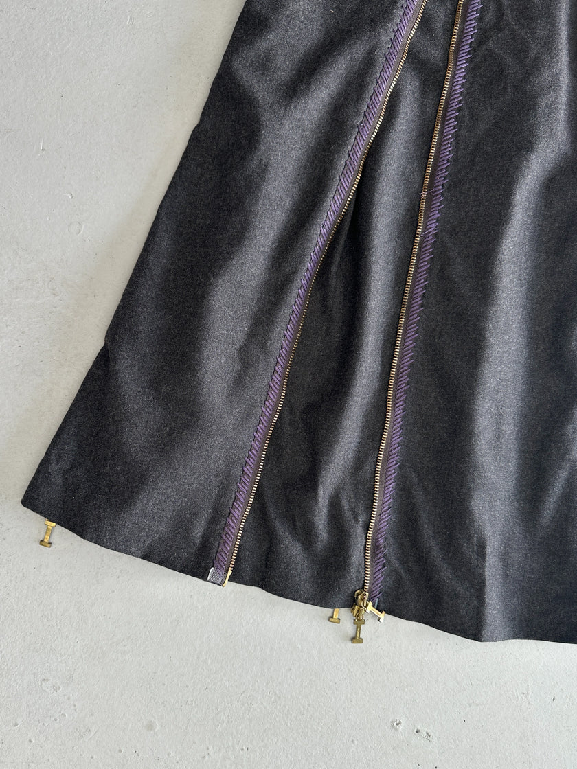 ICEBERG - 1990s MULTI ZIP MIDI SKIRT