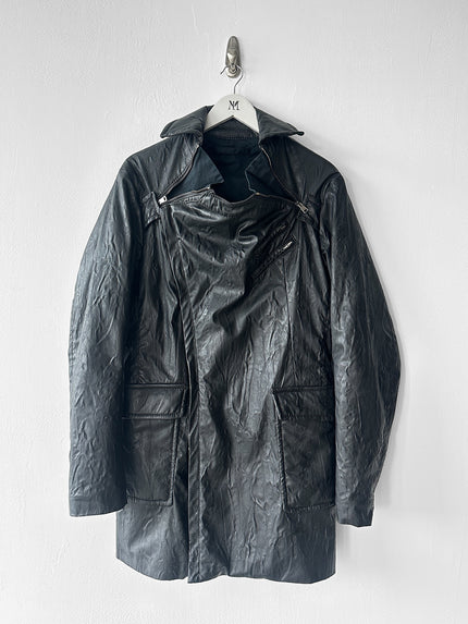 ANDREW MACKENZIE - F/W 2008 WAXED PVC LONG JACKET WITH ZIP DETAILS