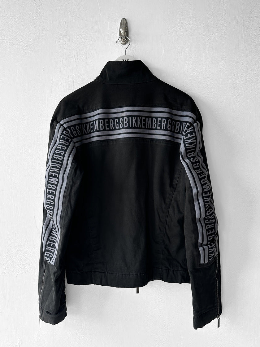 BIKKEMBERGS - early 2000s LOGO TAPE AT BACK BIKER JACKET