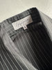 YOHJI YAMAMOTO - S/S 2003 PINSTRIPED SILK SHIRT WITH FLORAL RUFFLE DETAIL AT FRONT