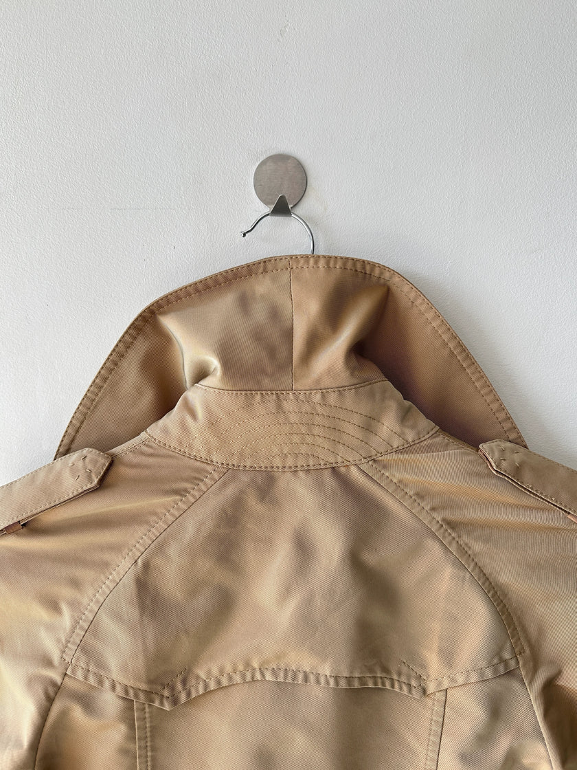 COSTUME NATIONAL - S/S 2007 CROP FIT BELTED TRENCH JACKET WITH BELL SLEEVES