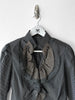 HIROKO KOSHINO - late 1990s PINSTRIPED BLOUSE WITH CASCADING RUFFLE DETAIL