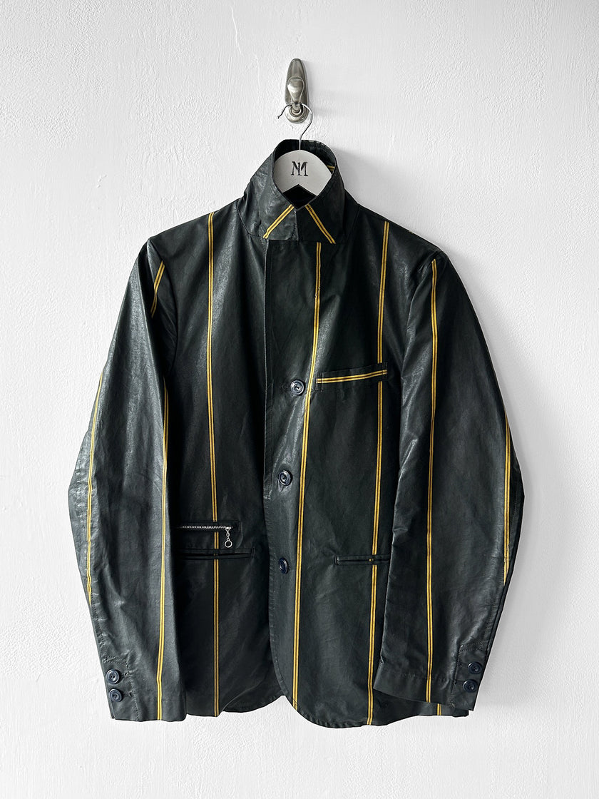 JAPANESE LABEL - 1990s COATED COTTON STRIPED BLAZER