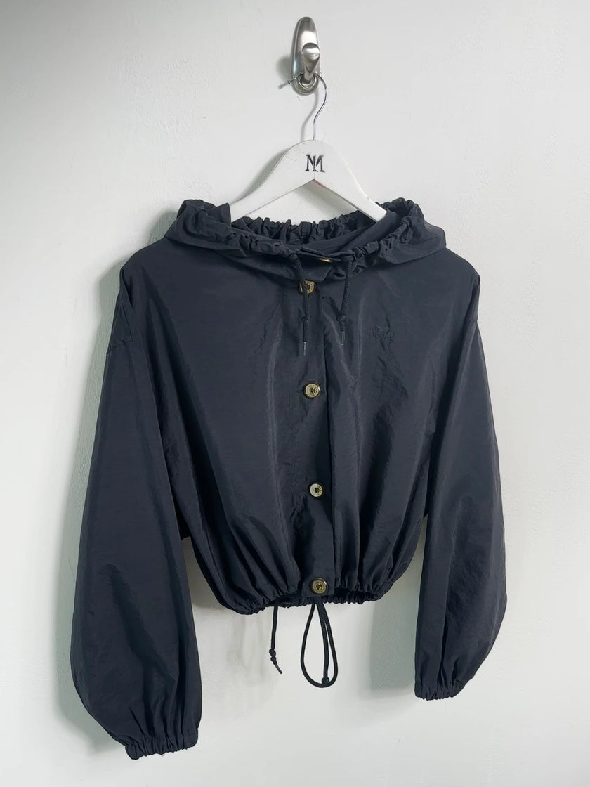 ARMANI JEANS - 1990s CROP FIT NYLON HOODED JACKET