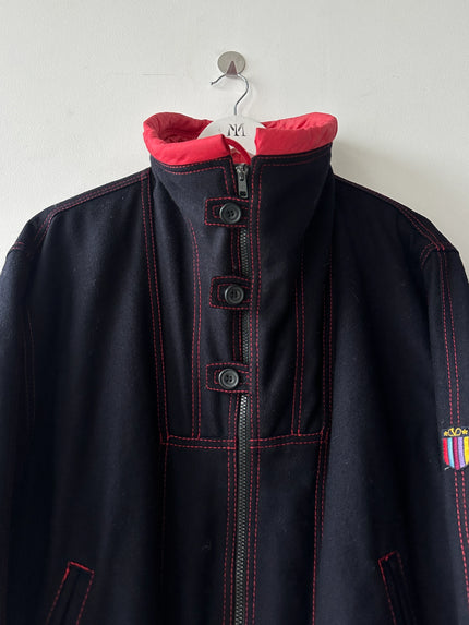 VALENTINO - 1980s FUNNEL NECK BOMBER JACKET WITH CONTRASTING STITCHING DETAILS