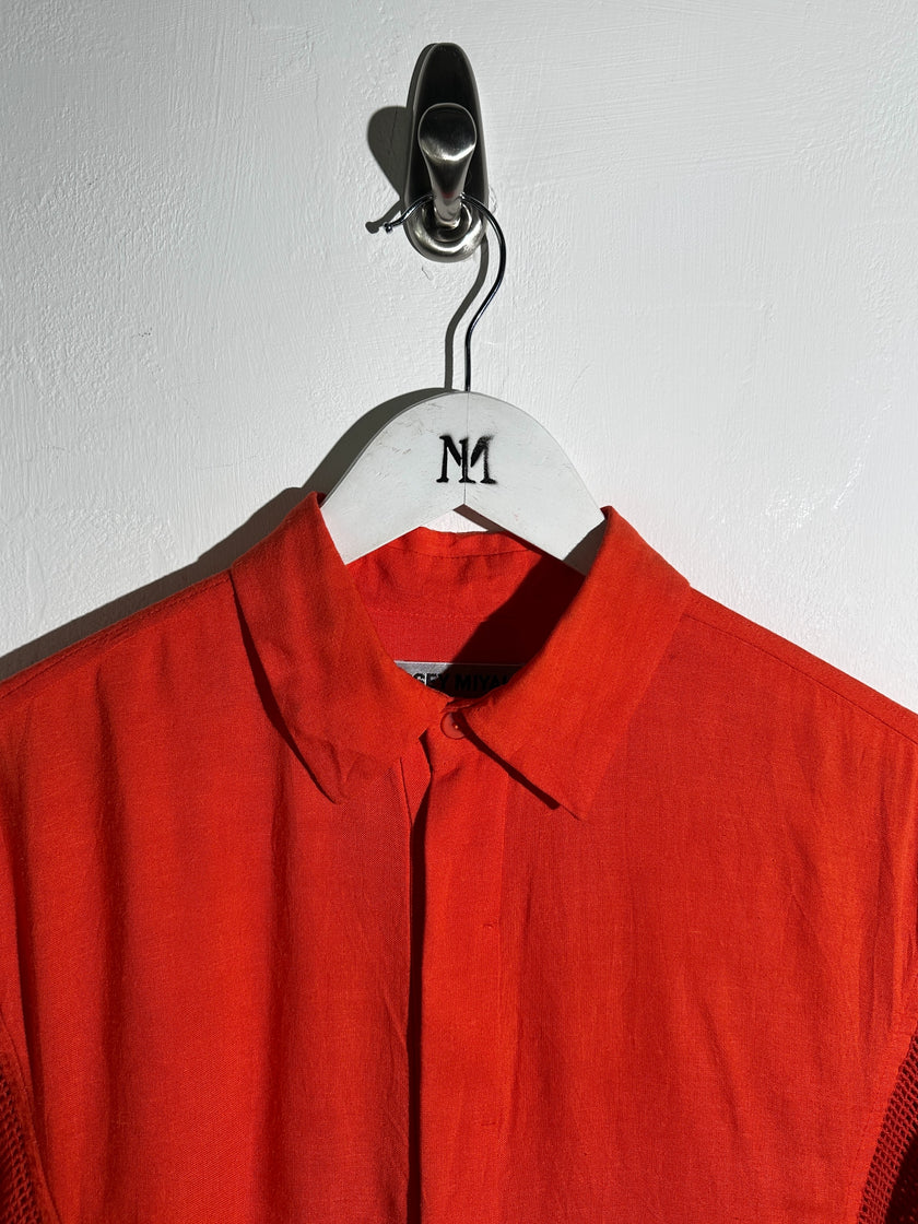 ISSEY MIYAKE - S/S 2014 RELAXED FIT SHIRT WOTH MESH PANELED MESH SLEEVE