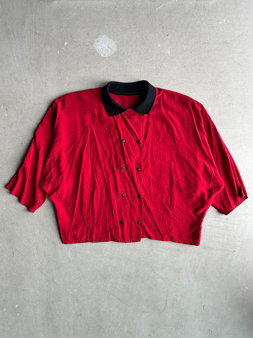 1970s CROP FIT DOUBLE BREASTED POLO BLOUSE