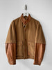 PIERRE BALMAIN - 1980s PANELED BOMBER JACKET WITH CONTRASTING LAYERED LEATHER SLEEVE