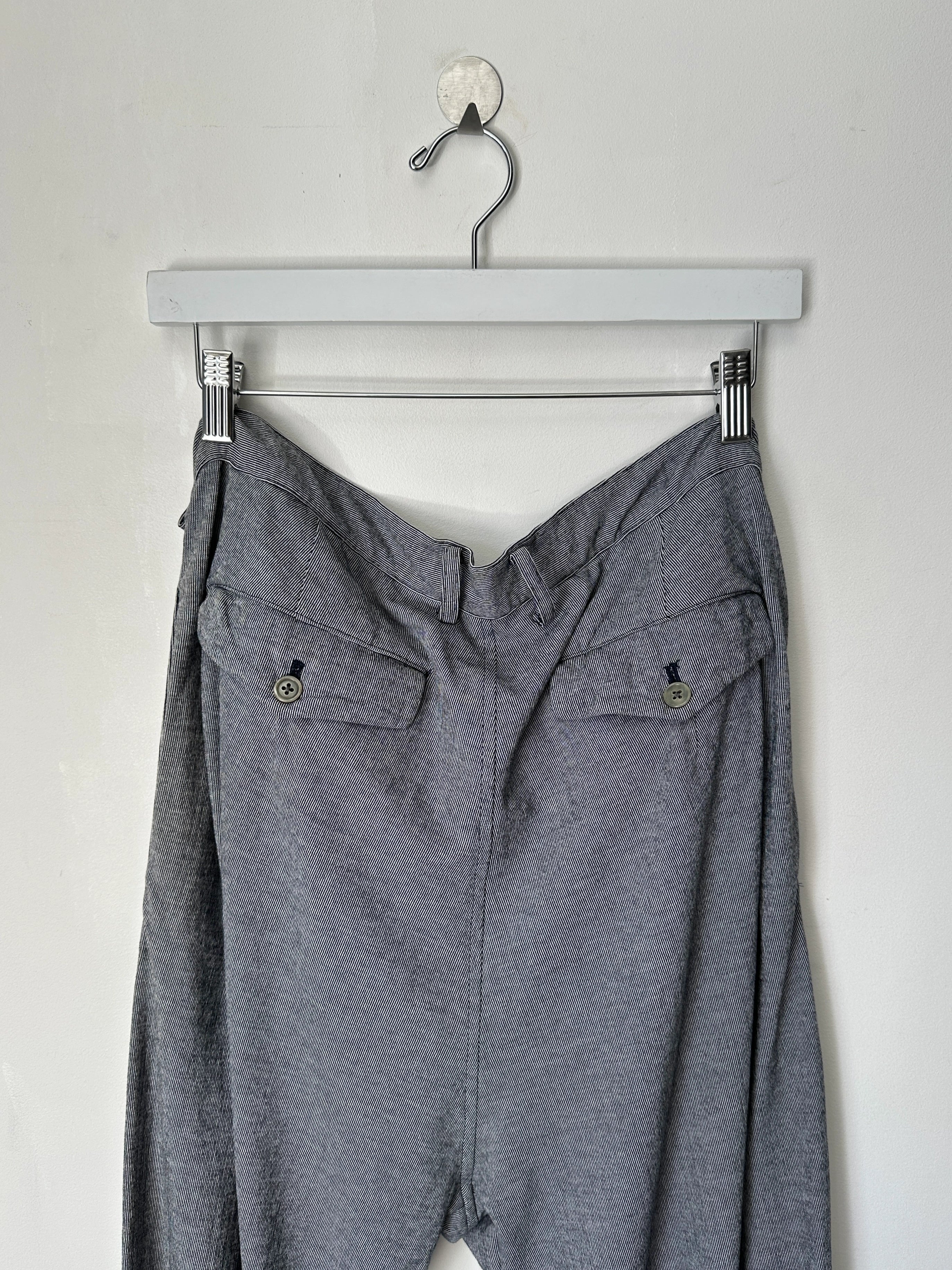 YOHJI YAMAMOTO - S/S 1999 STRIPED TROUSERS WITH ADJUSTABLE TIE HEMS