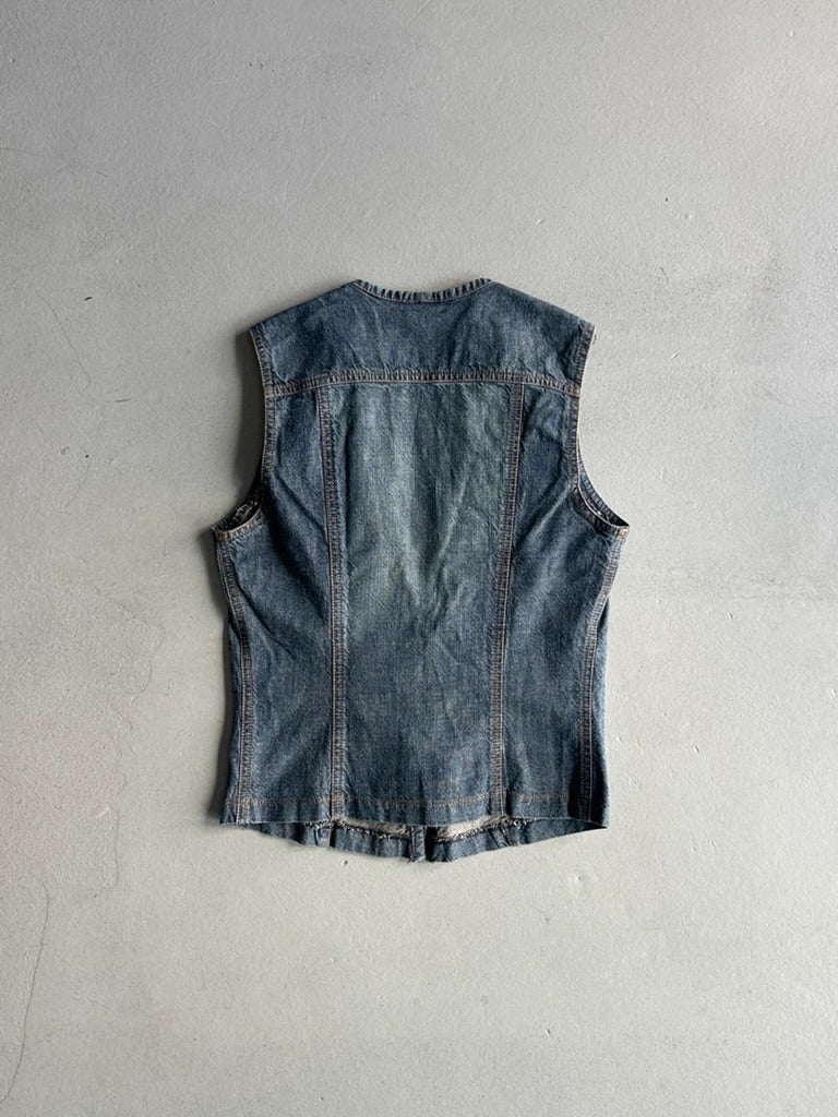 PLEIN SUD - 1990s RUCHED FRONT DENIM VEST TOP