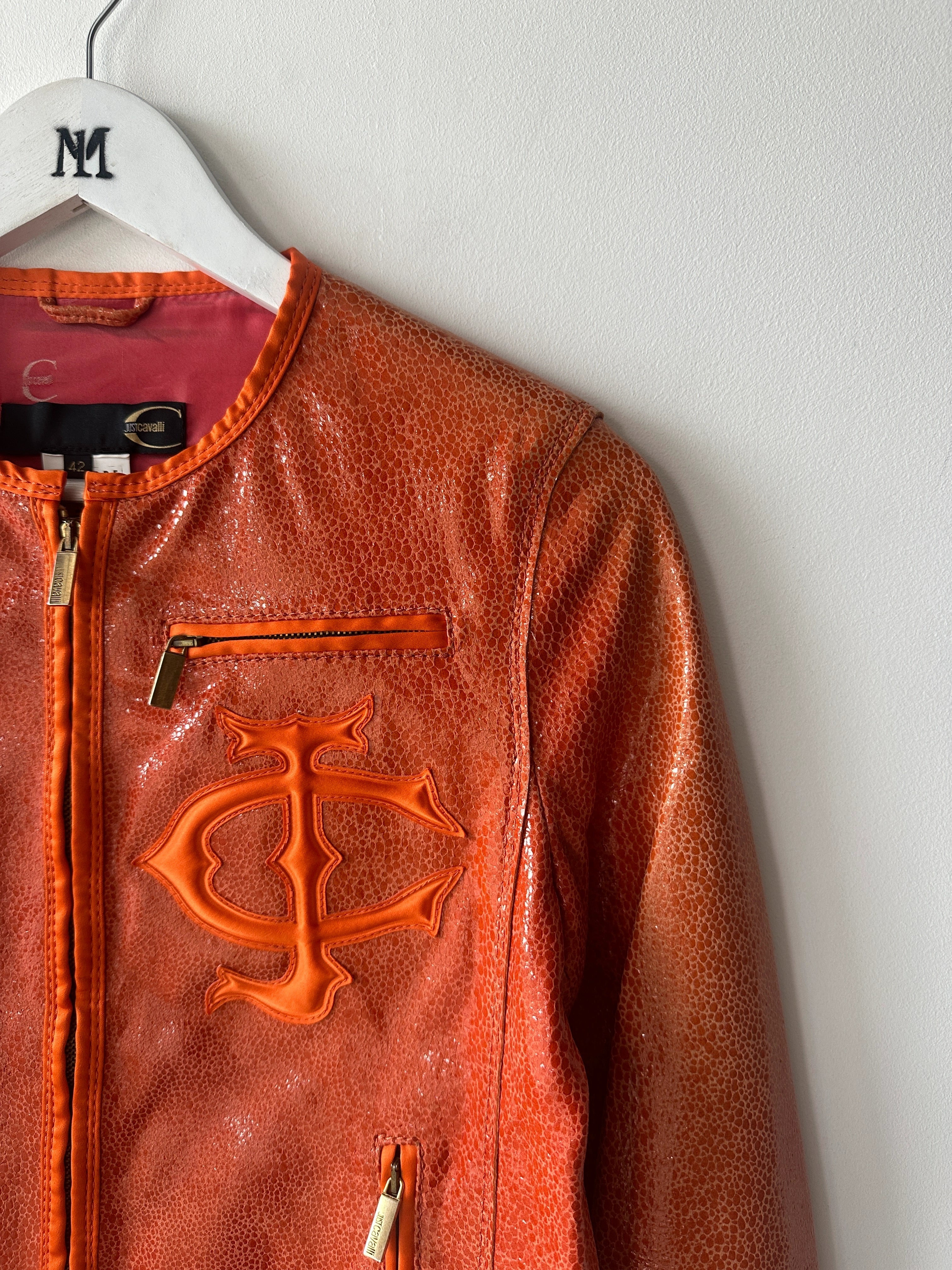 JUST CAVALLI -  S/S 2010 CROP FIT LEATHER JACKET WITH GLOSSY FINISH