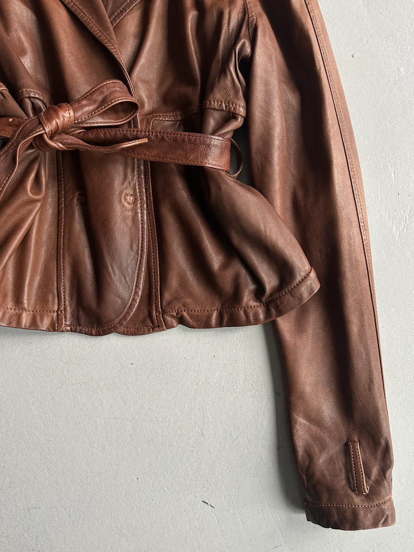 GIORGIO BRATO - 2000s SOFT LEATHER BELTED JACKET