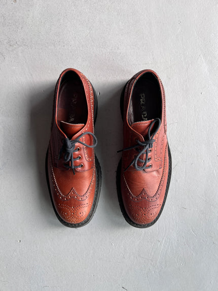 PRADA - 2000s LEATHER BROGUE SHOES