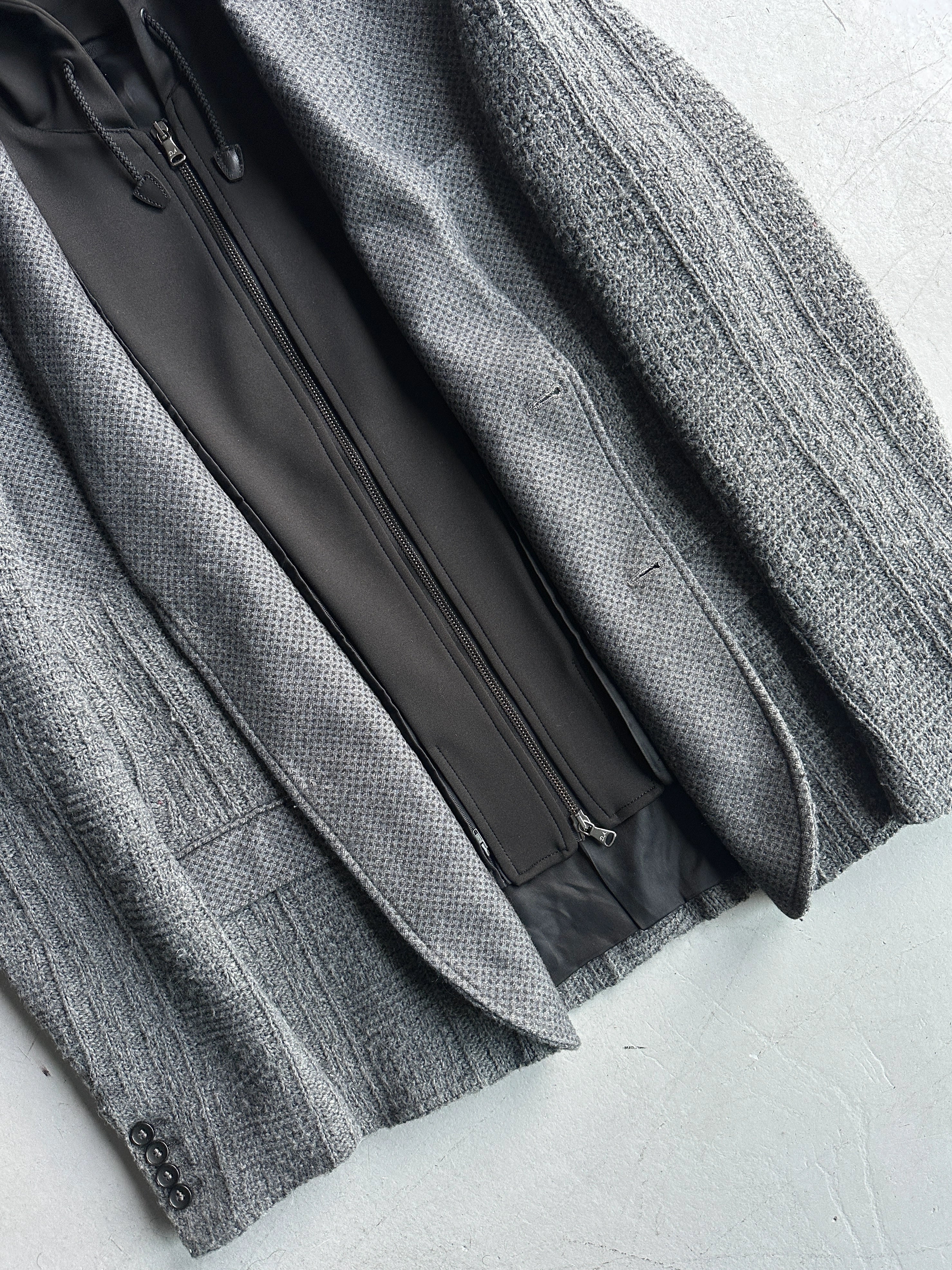 DANIELE ALESSANDRINI - 2000s SLIM FIT BLAZER WITH REMOVABLE HOOD PANEL