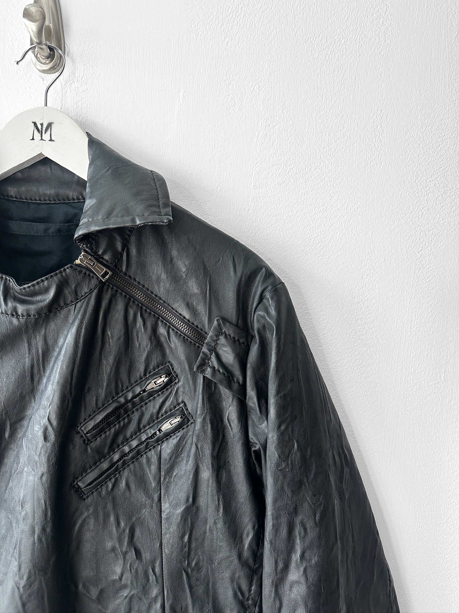 ANDREW MACKENZIE - F/W 2008 WAXED PVC LONG JACKET WITH ZIP DETAILS